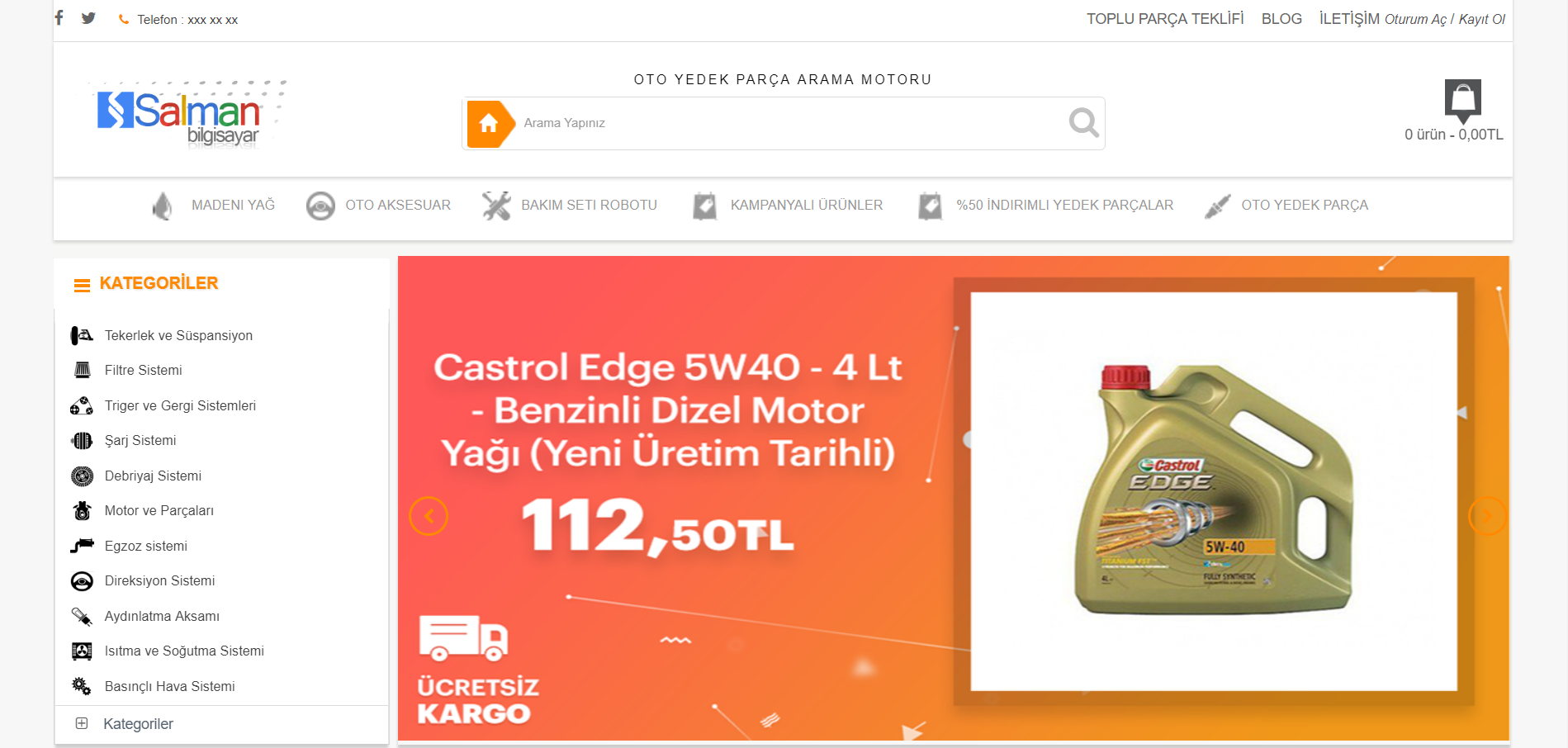 Opencart Otomobil - Oto Yedek Parça Teması